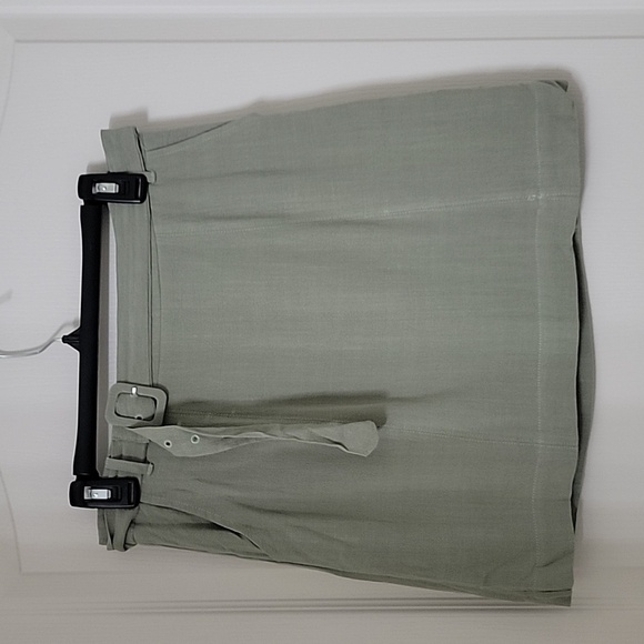 Very J Size M Sage Green Mini Skirt w/ Belt, Linen Blend, Gently Used Condition - Picture 1 of 11